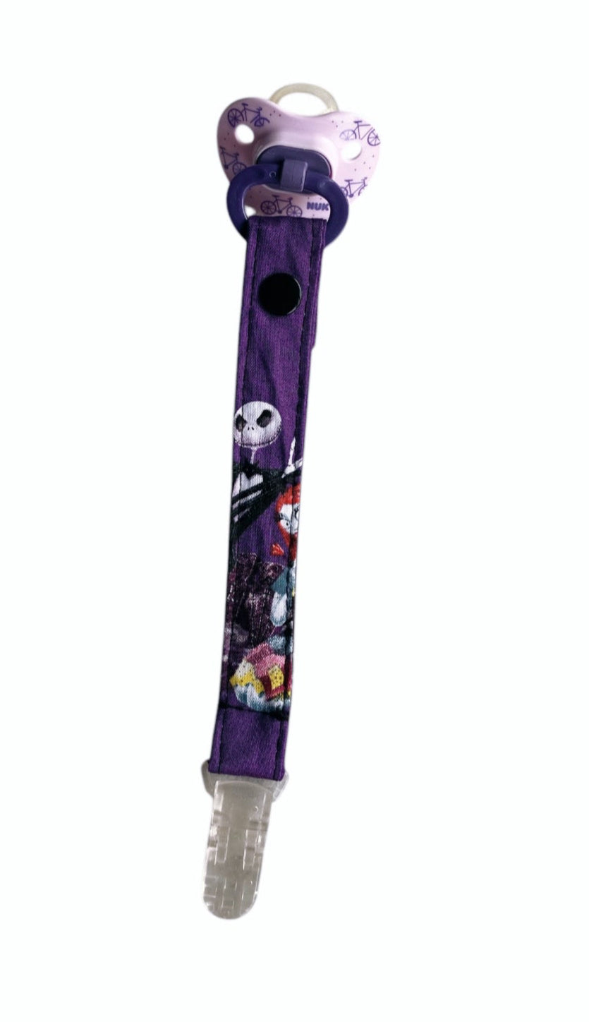 Newborn Purple Jack baby Pacifier Clip / infant baby shower gift