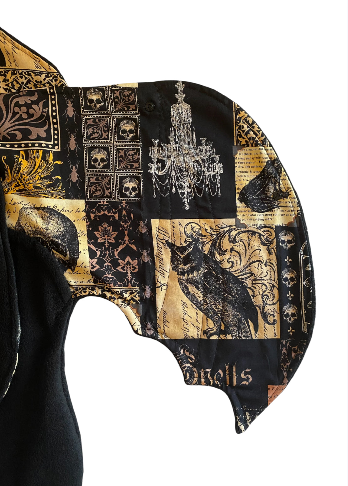 bat swaddle blanket with goth fabric on white background