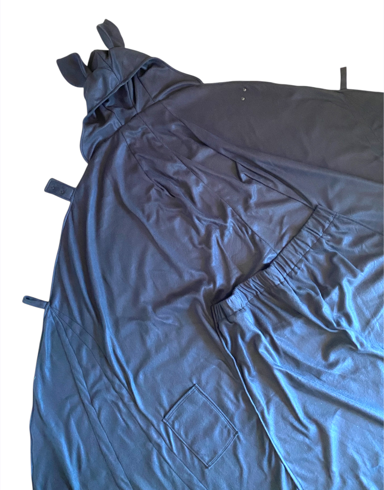 adult swaddle blanket with bat ears on white background