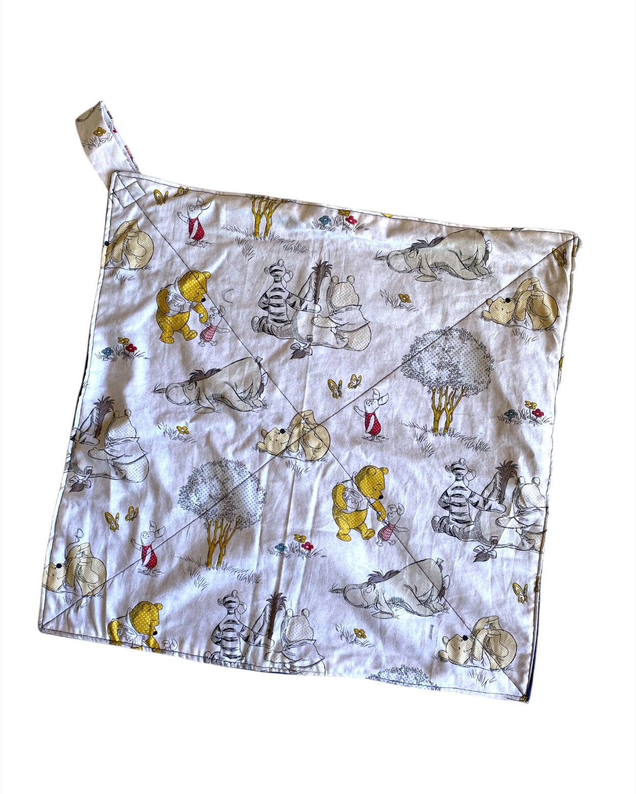 Fabric with cartoon character pattern on a white background