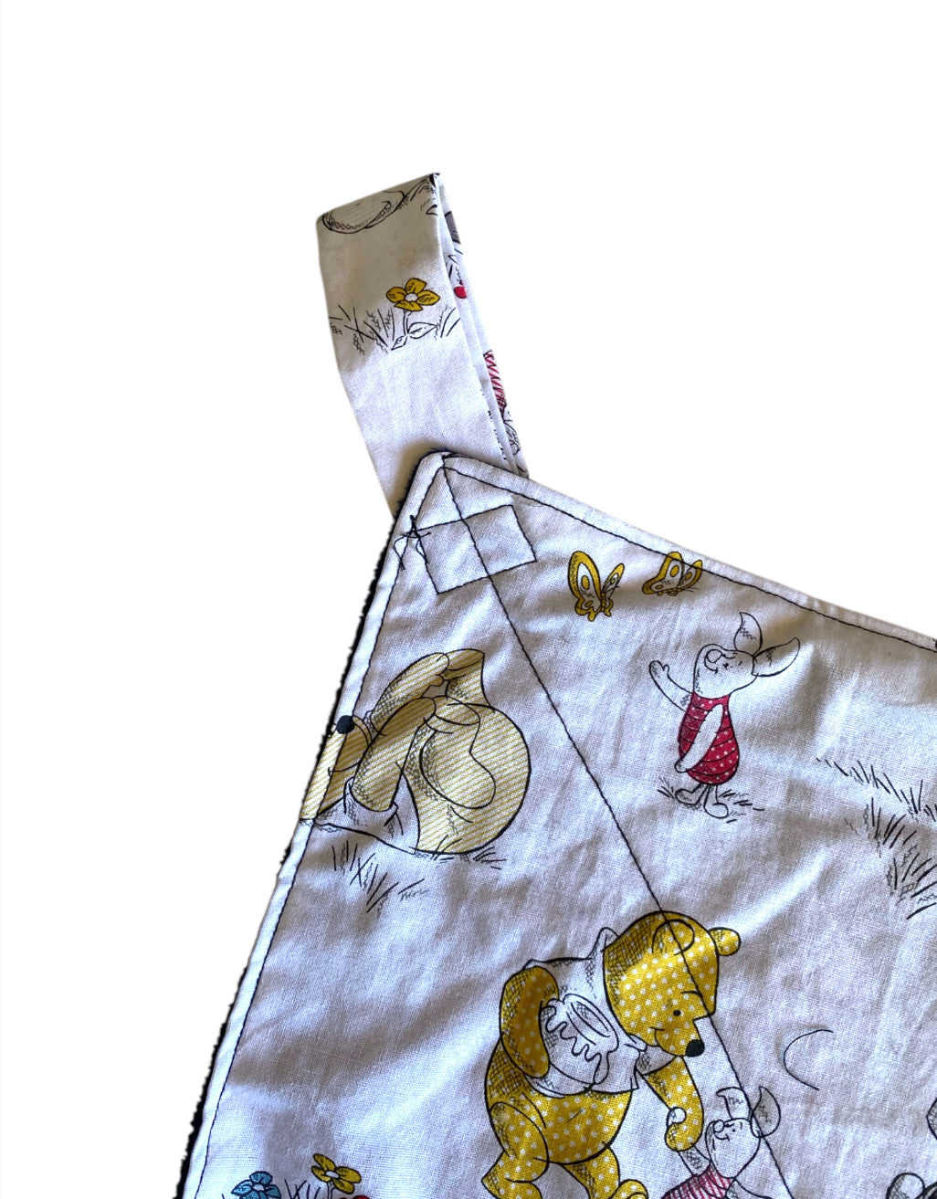 Fabric with cartoon characters on a white background