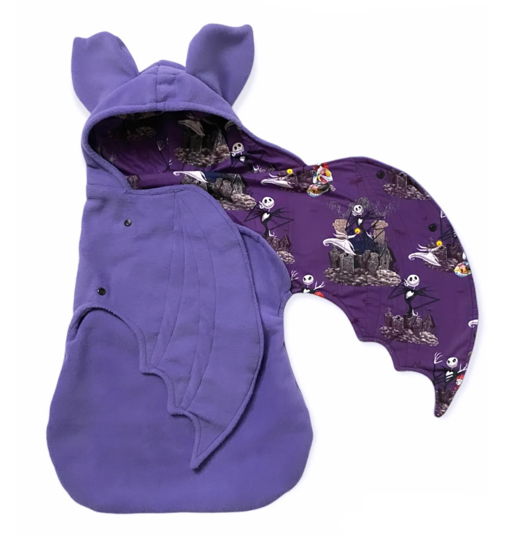 Purple Nightmare baby bat swaddle blanket / baby costume