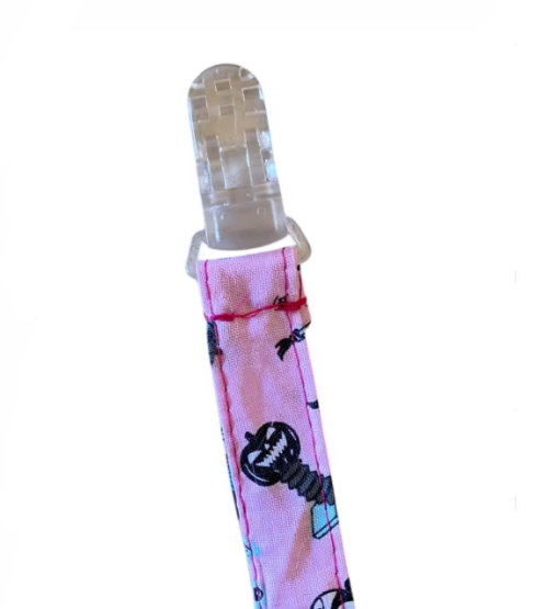 Newborn Pink baby Pacifier Clip / infant baby shower gift / Pastel Goth / Binky clip / Baby girl accessory
