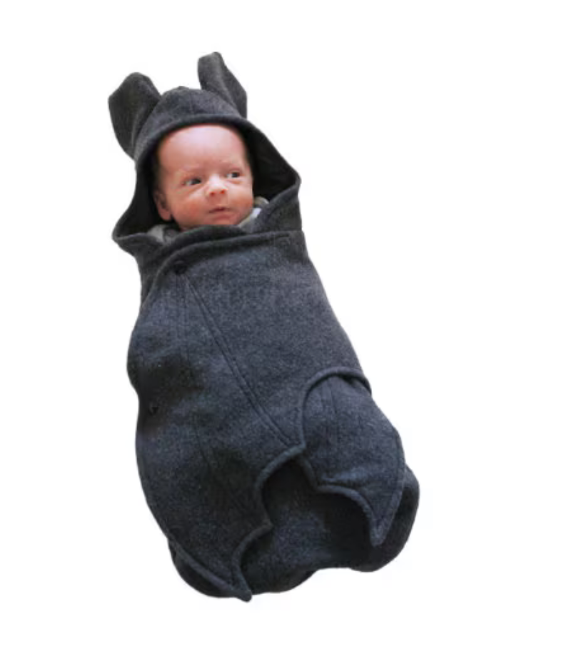 Goth baby bat blanket Charcoal Grey baby clothes newborn costume halloween