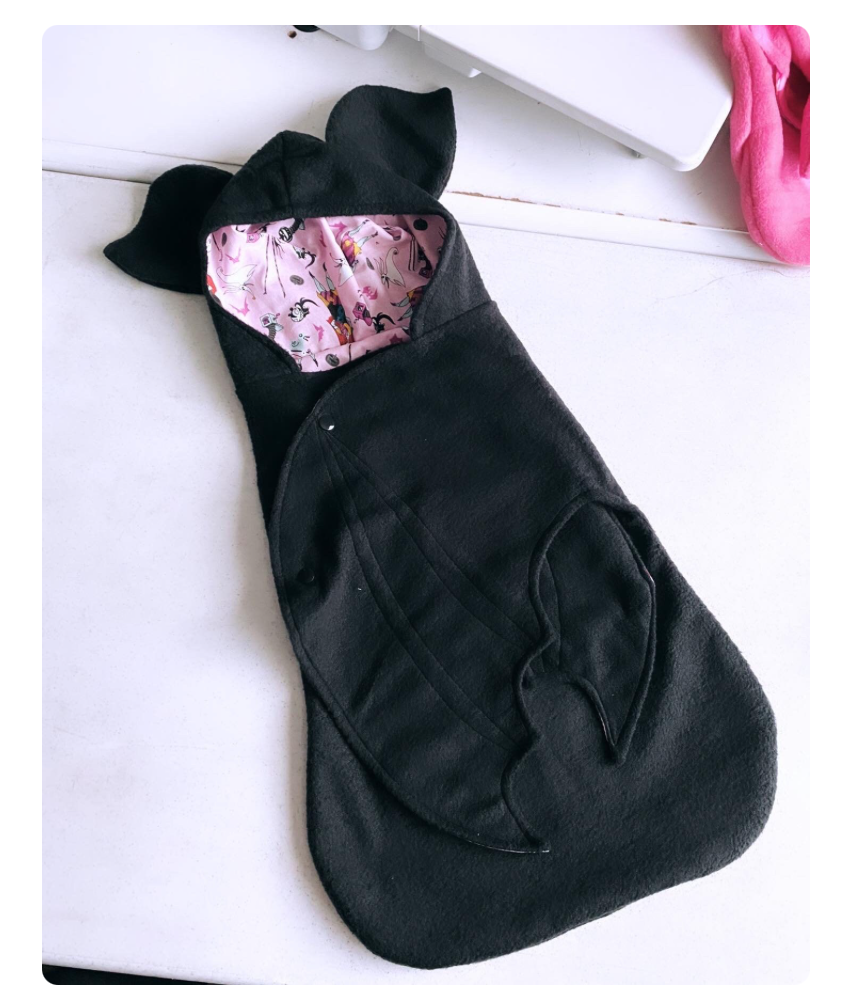 6-9 Months 12-14 lbs Custom Fabric Bat swaddle Blanket / Purples / Stripes / Cat