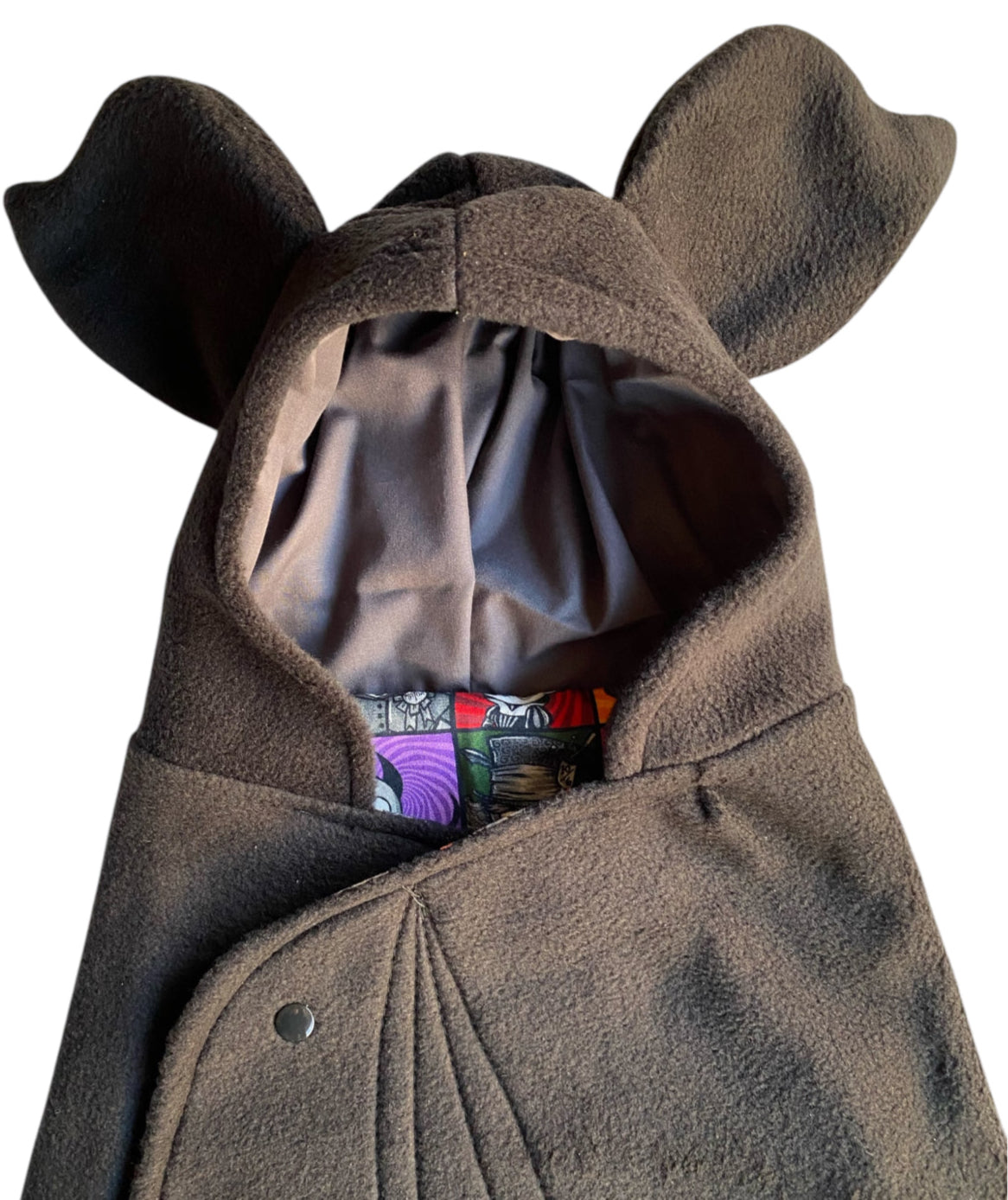 bat ear hood closeup