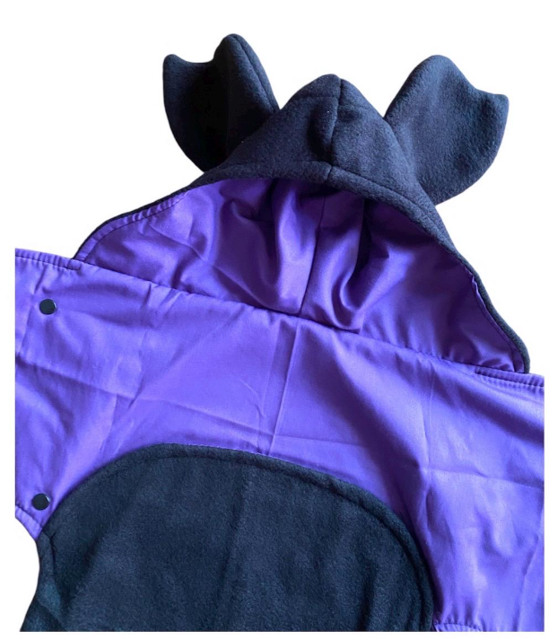 Newborn baby bat costume in dark purple and black / bat swaddle blanket / spooky baby