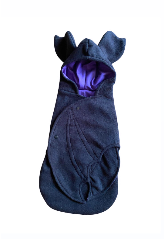 Newborn baby bat costume in dark purple and black / bat swaddle blanket / spooky baby