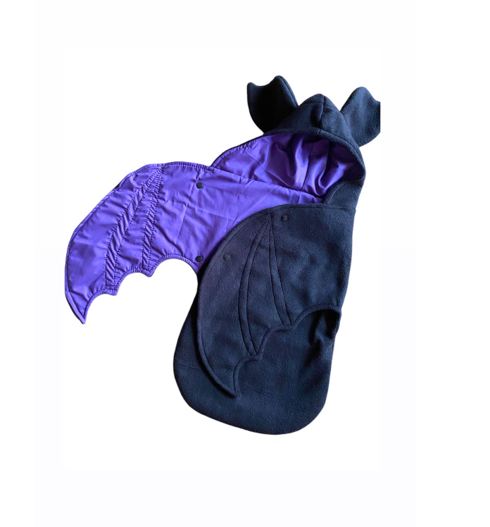 Newborn baby bat costume in dark purple and black / bat swaddle blanket / spooky baby