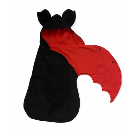 red and black bat swaddle blanket