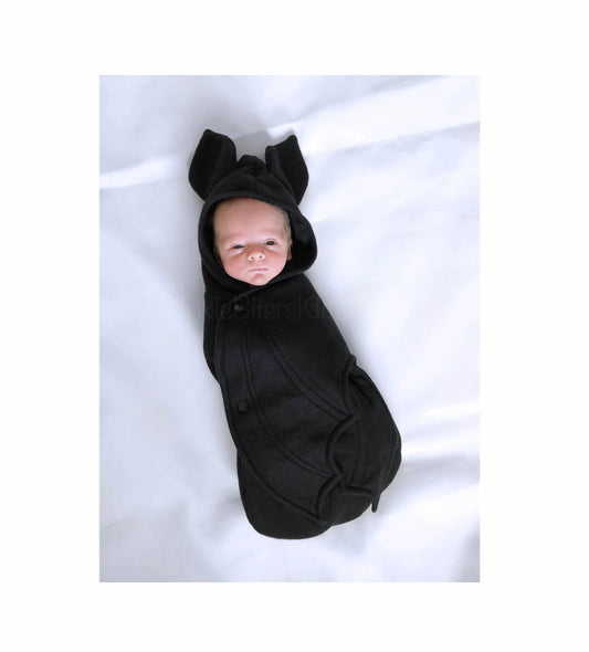 Newborn baby black bat swaddle blanket baby halloween costume October baby announcement