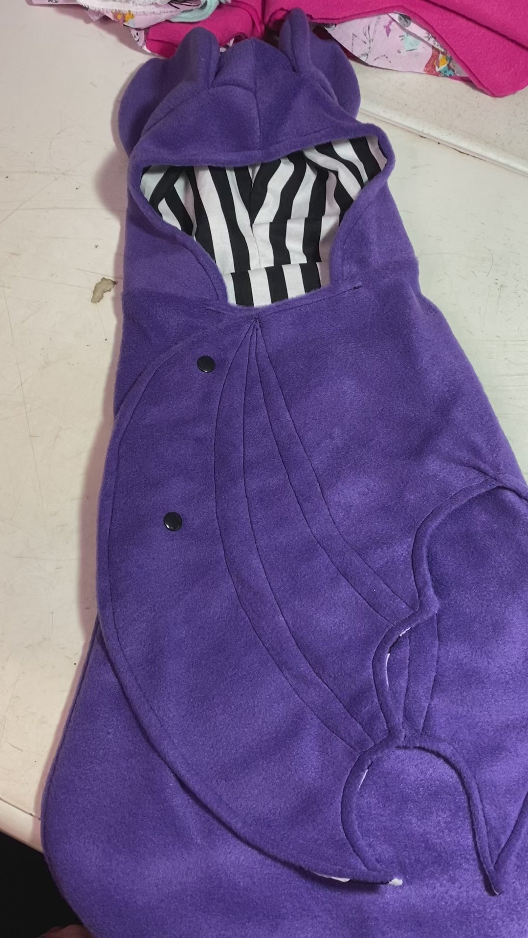 purple striped bat costume