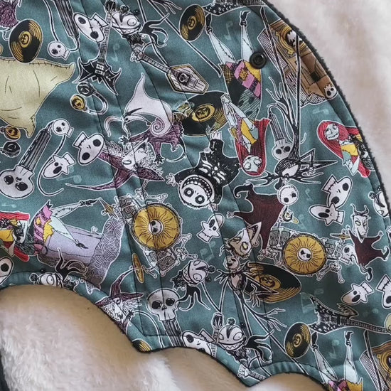 close up video of nightmare bat swaddle blanket